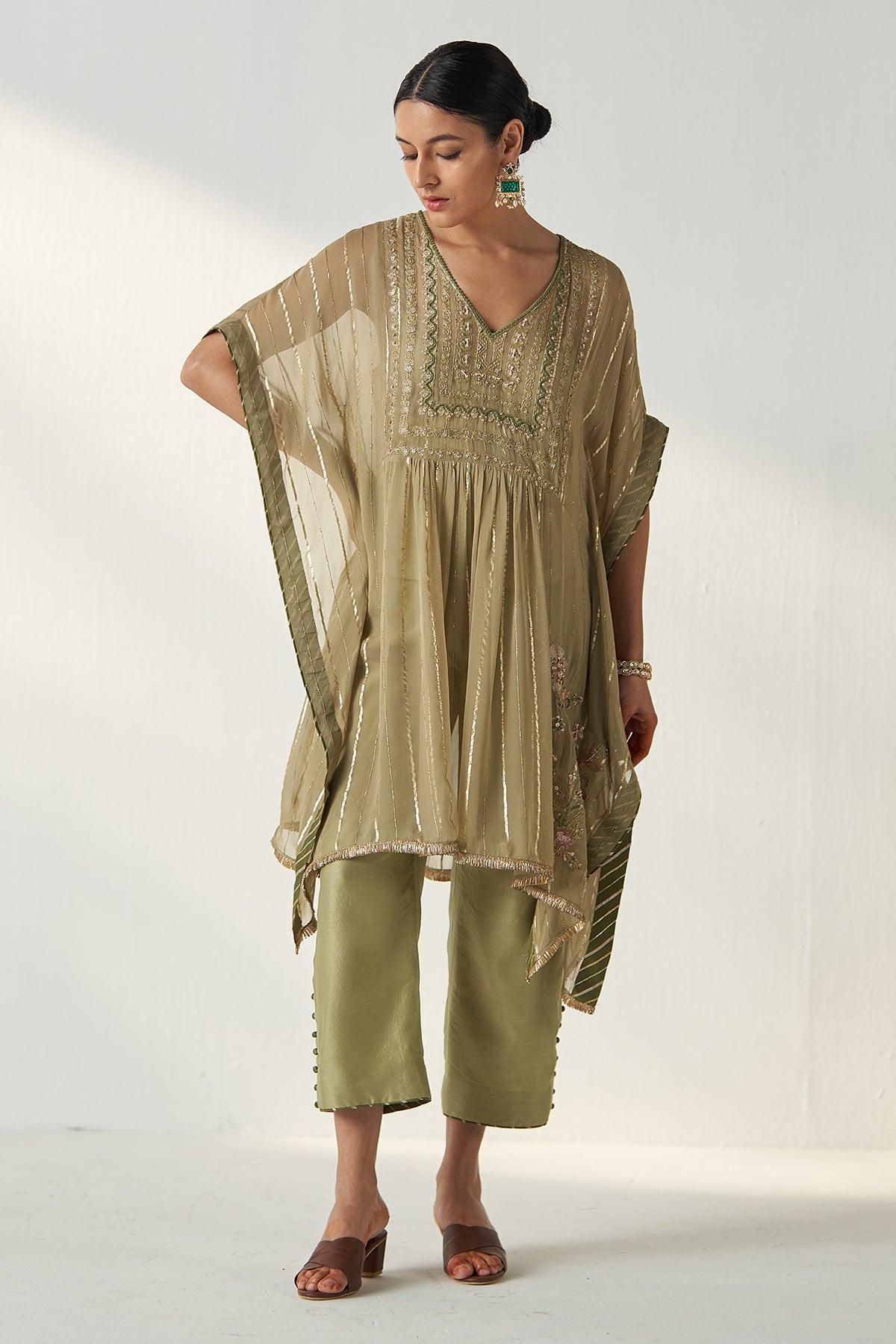Rabhya Green Kaftan Pant Set