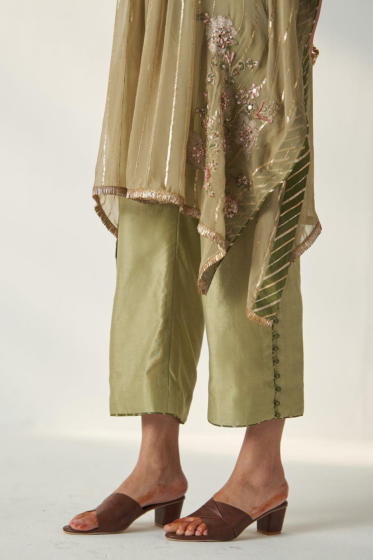 Rabhya Green Kaftan Pant Set