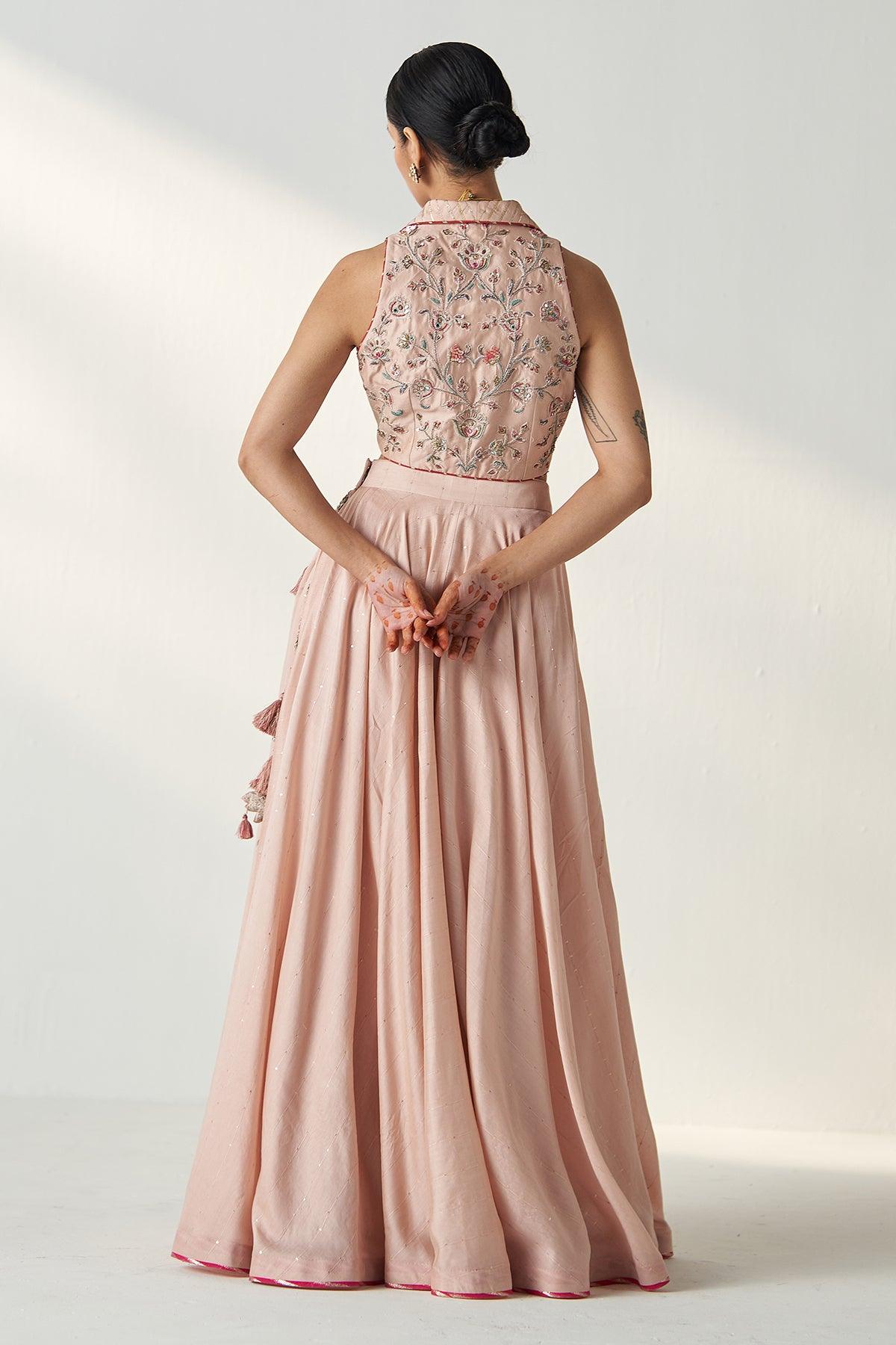 Rajita Blush Pink Gilet Lehenga Set