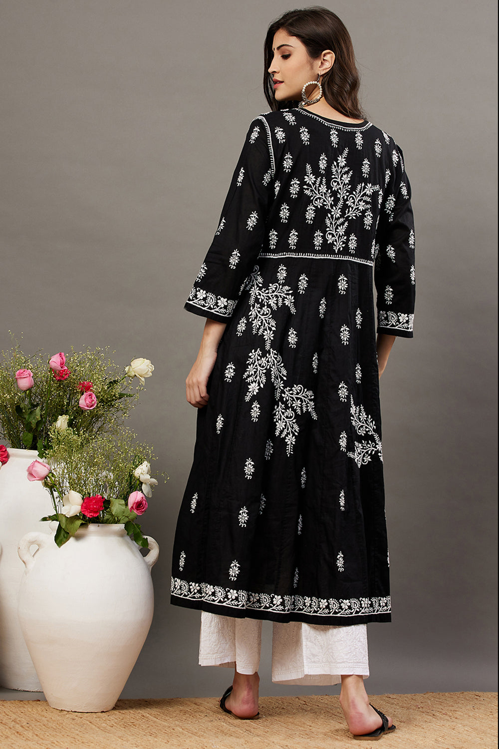 Black Anarkali With Chikankari