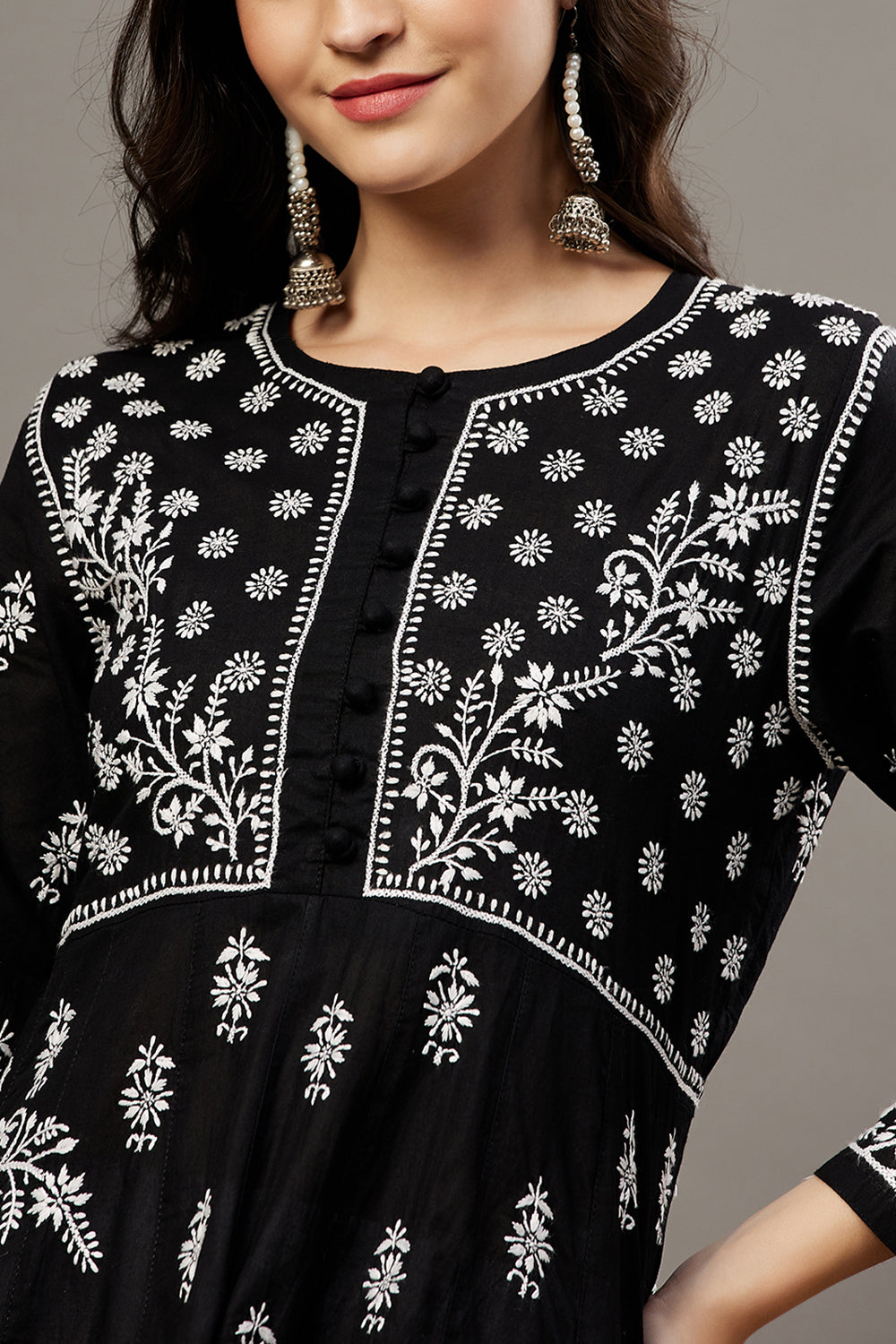 Black Anarkali With Chikankari