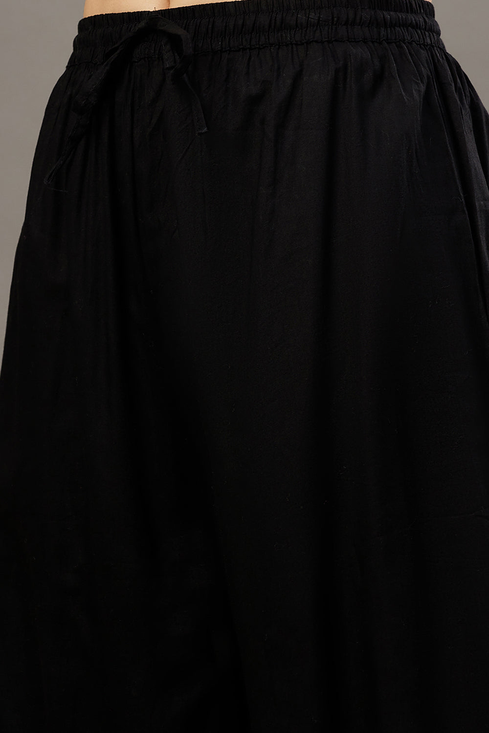 Black Cotton Chikankari Kurta / Palazzo Set