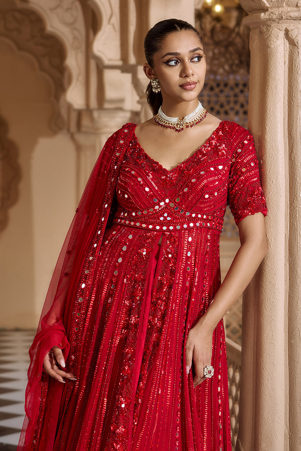 Raktambara Anarkali Lehenga Set