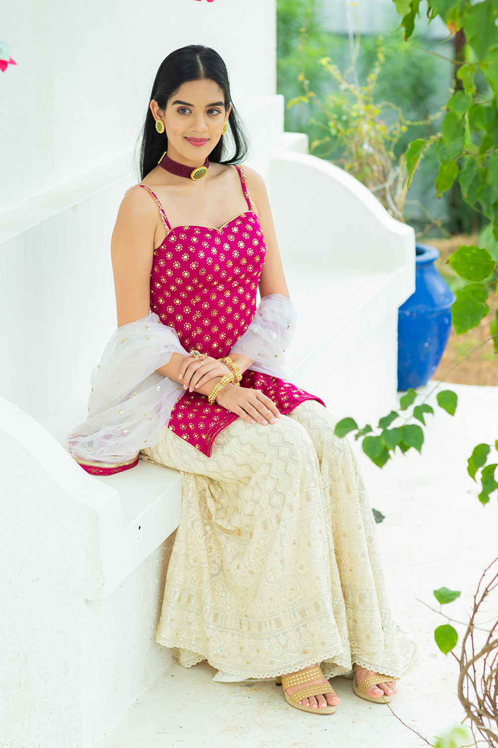 Rani Pink Kurta Sharara Set