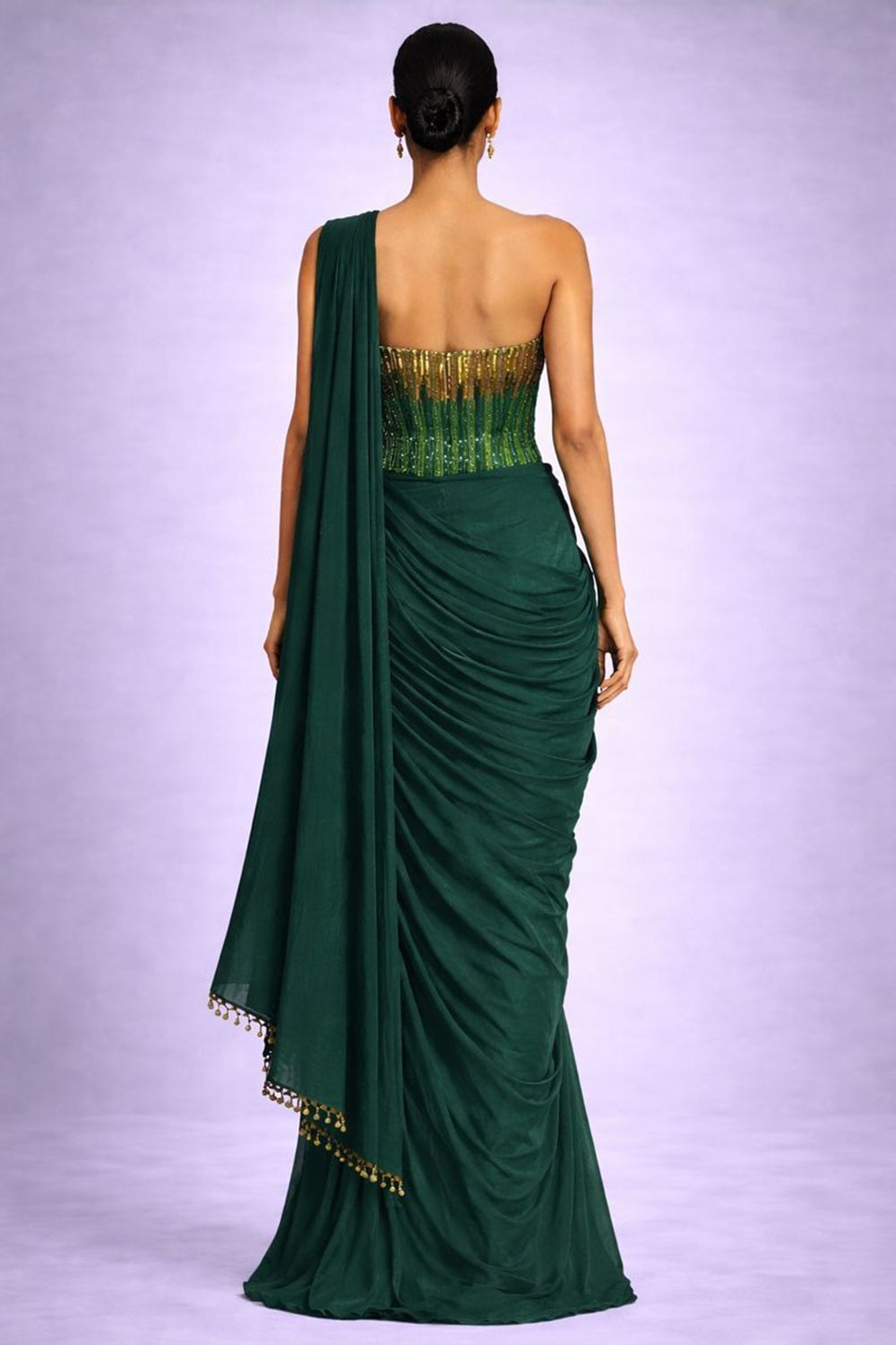 Ready to wear saree with embroidered corset