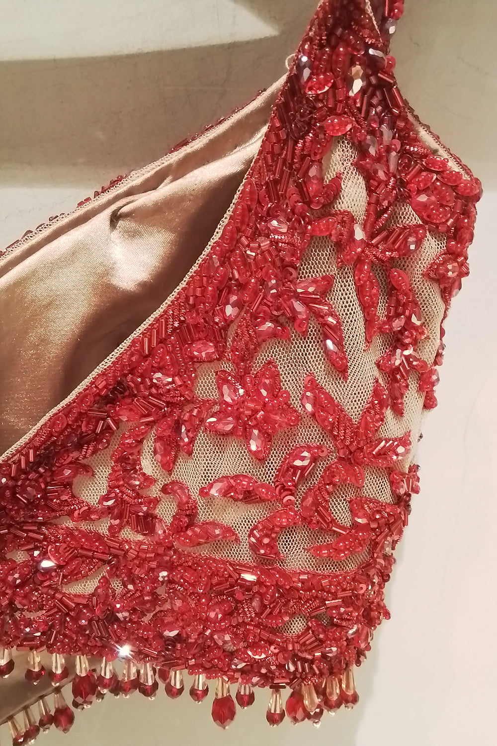 Red Georgette Drape Saree With Belt