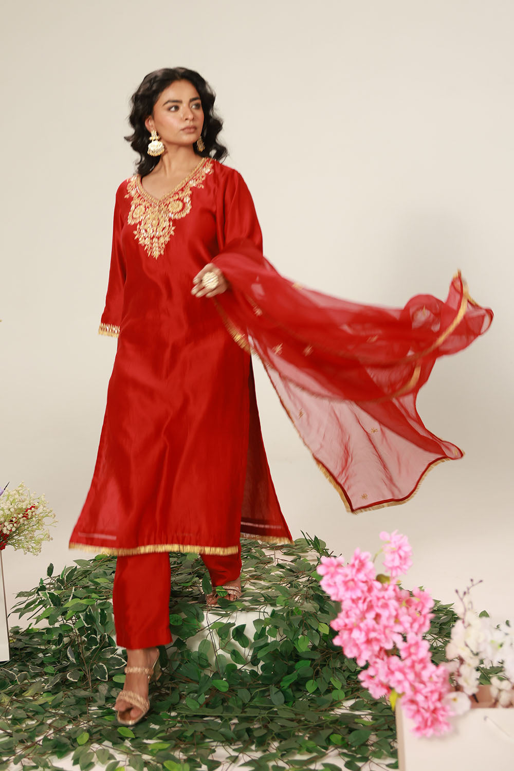 Red Kurta Set
