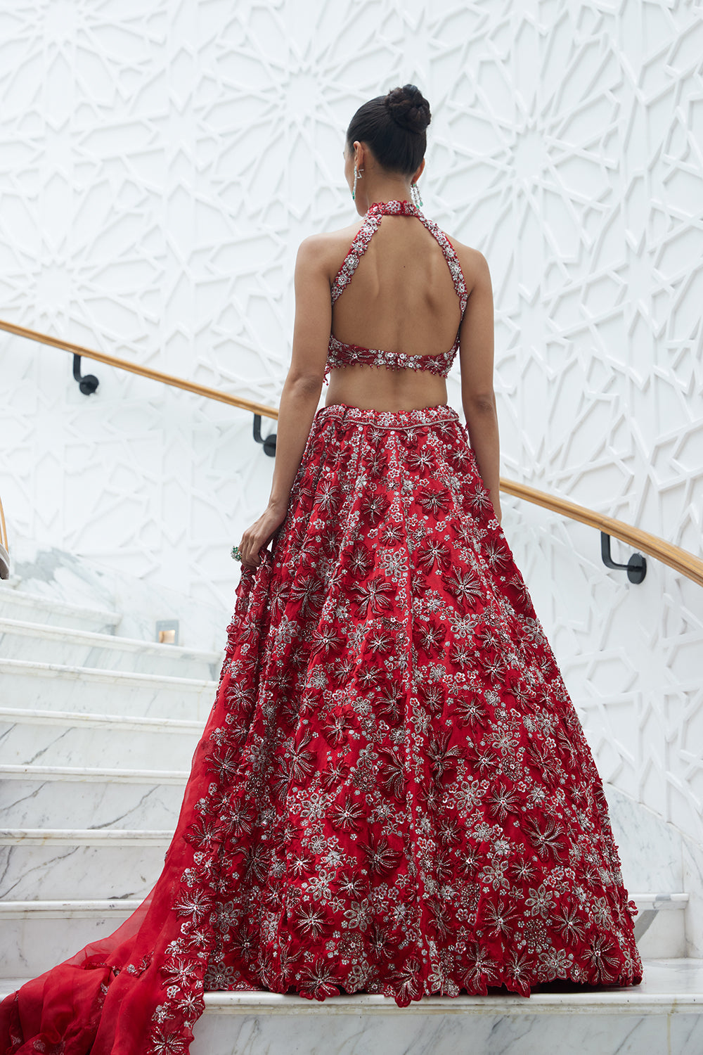 Red Raw Silk Lehenga Choli With An Organza Dupatta