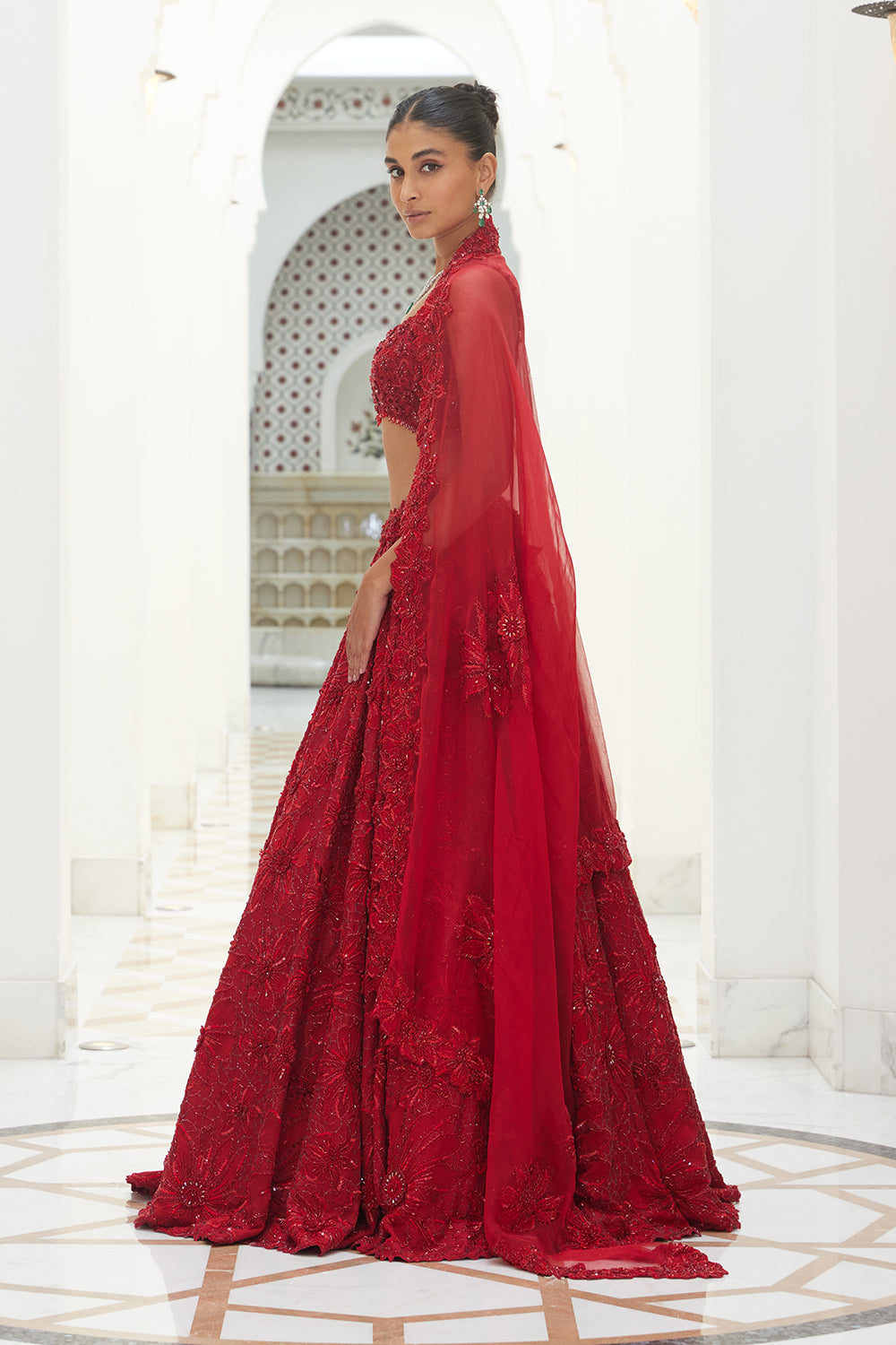 Red Raw Silk Lehenga Choli With Organza Dupatta