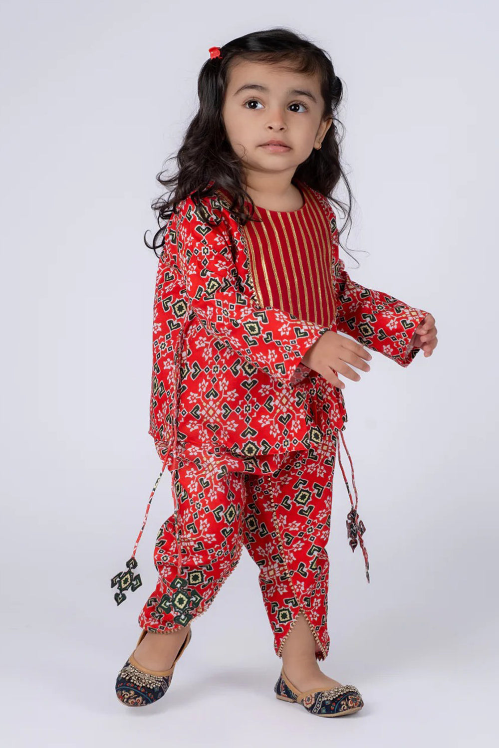 RED PATOLA DHOTI SET