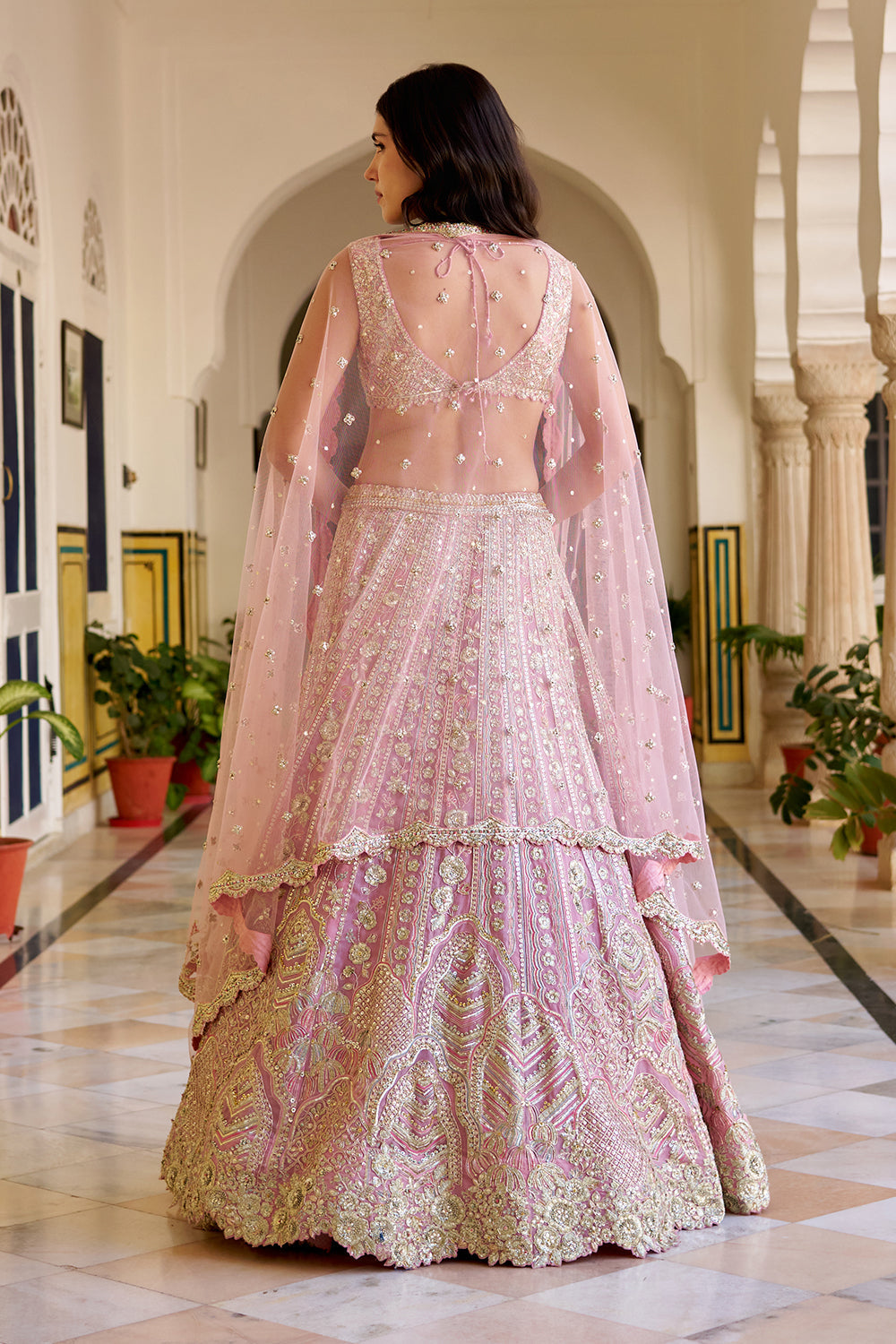 Rosaline Pink Organza Lehenga Set