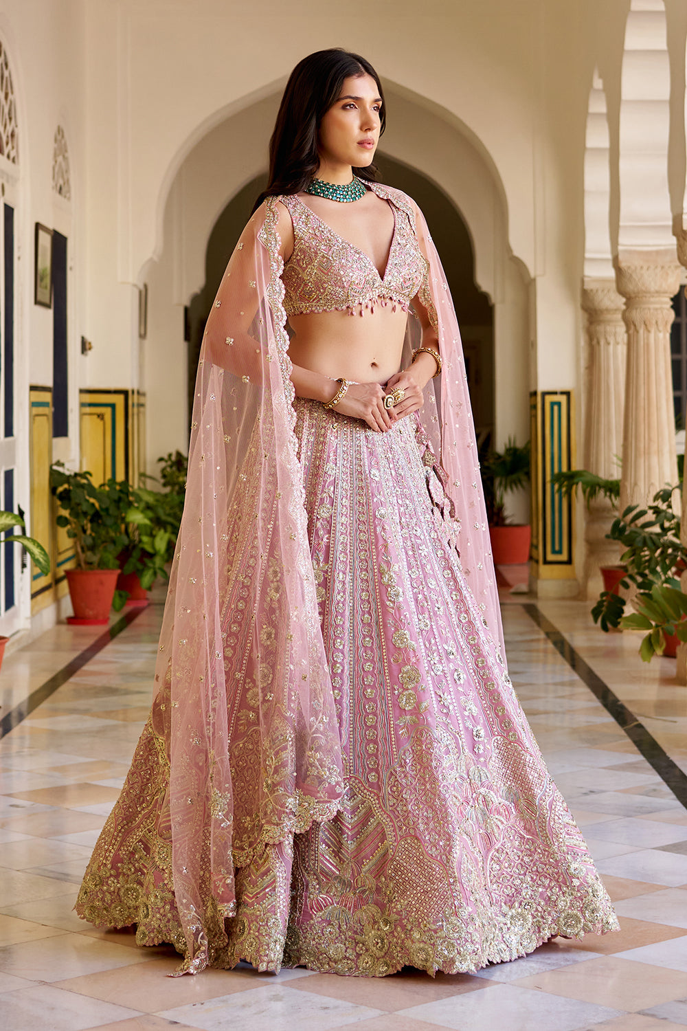 Rosaline Pink Organza Lehenga Set