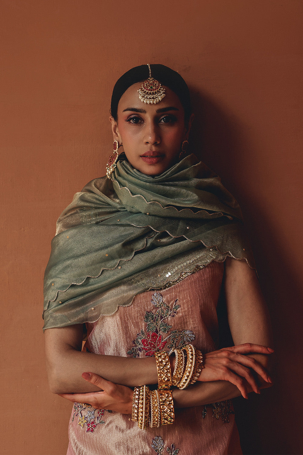 Rose Gold Blush Bloom Sharara Set