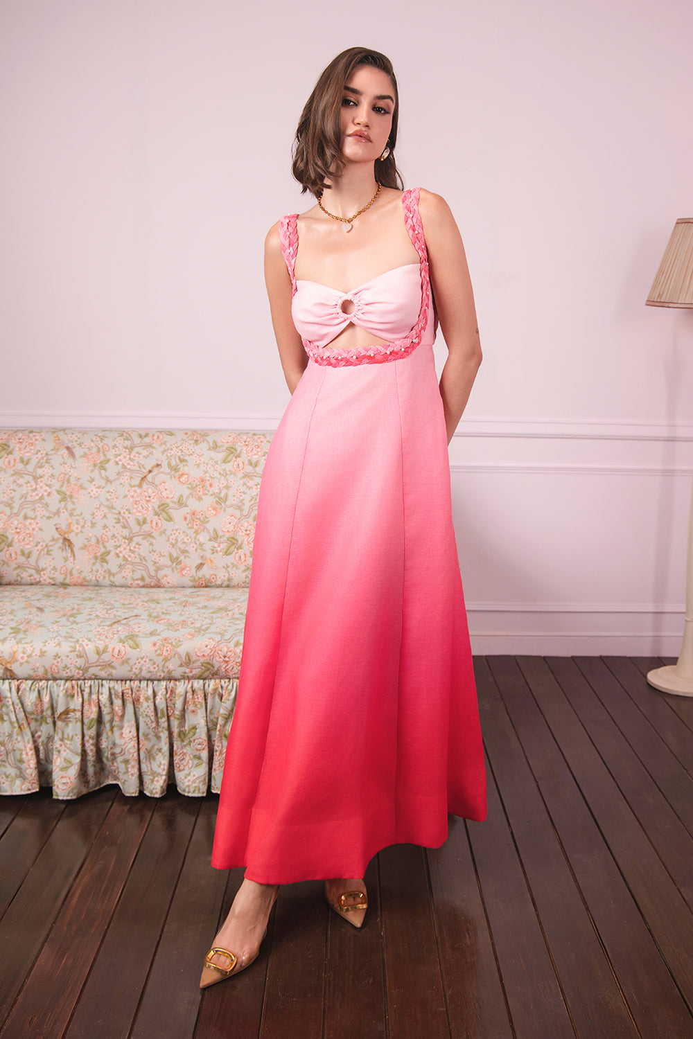 Rose Sunset Glow Ombre Maxi Dress