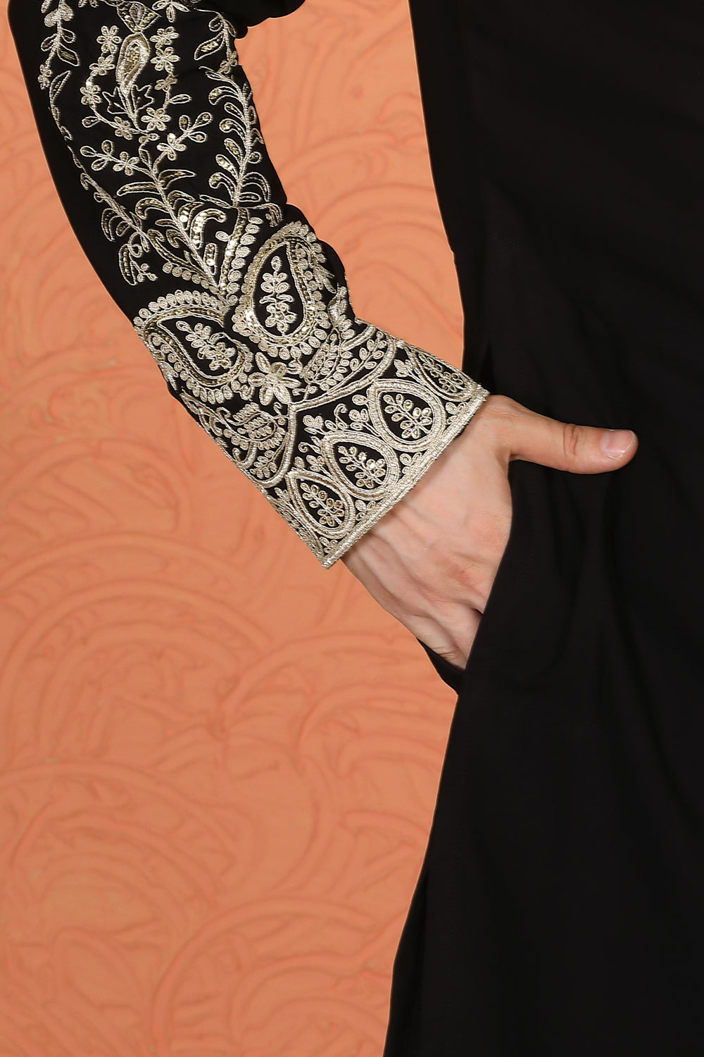 Royal Black Kashmiri Embroidered Kurta with Loose Fit Parallel Matching Pants