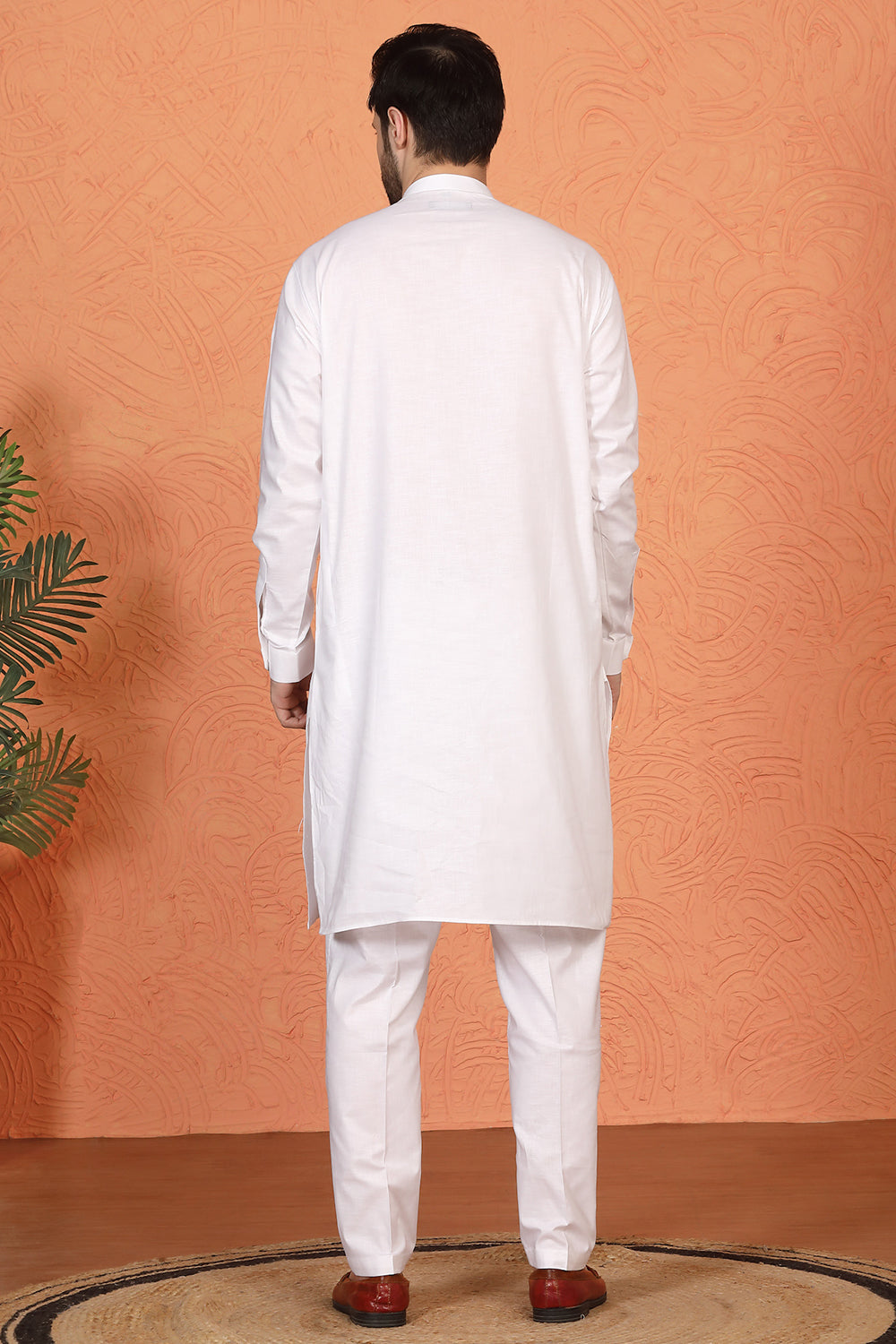 Royal White Kurta with Matching Back Elastic Pants
