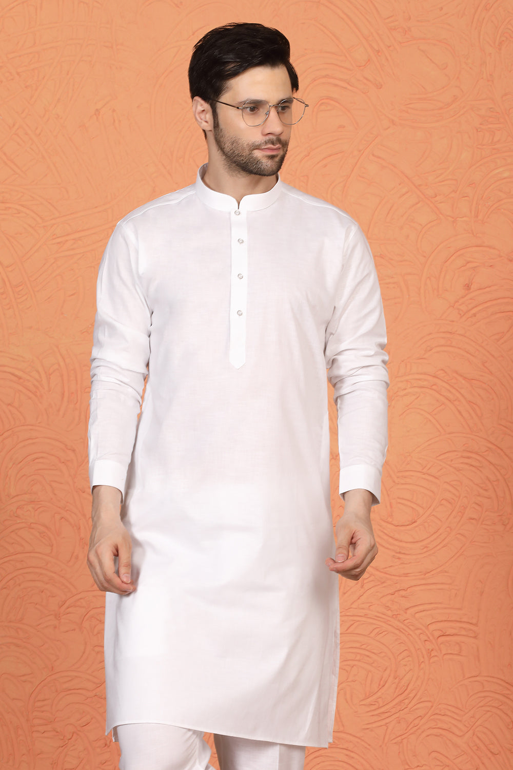 Royal White Kurta with Matching Back Elastic Pants