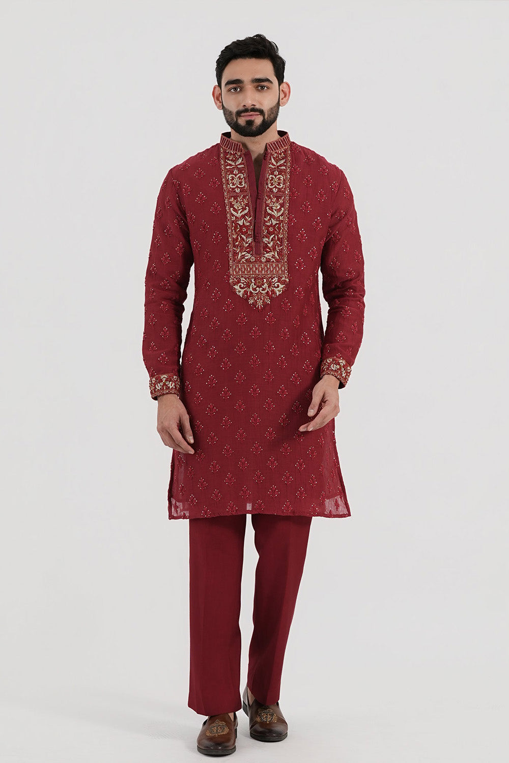Ruby Zardozi Kurta Set