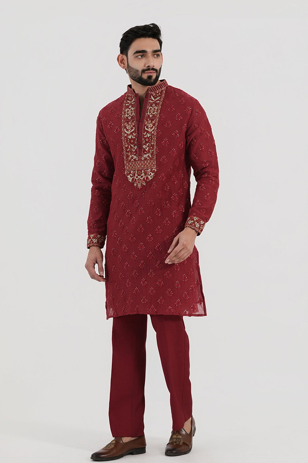 Ruby Zardozi Kurta Set