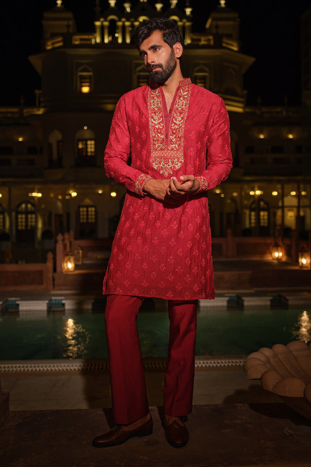 Ruby Zardozi Kurta Set