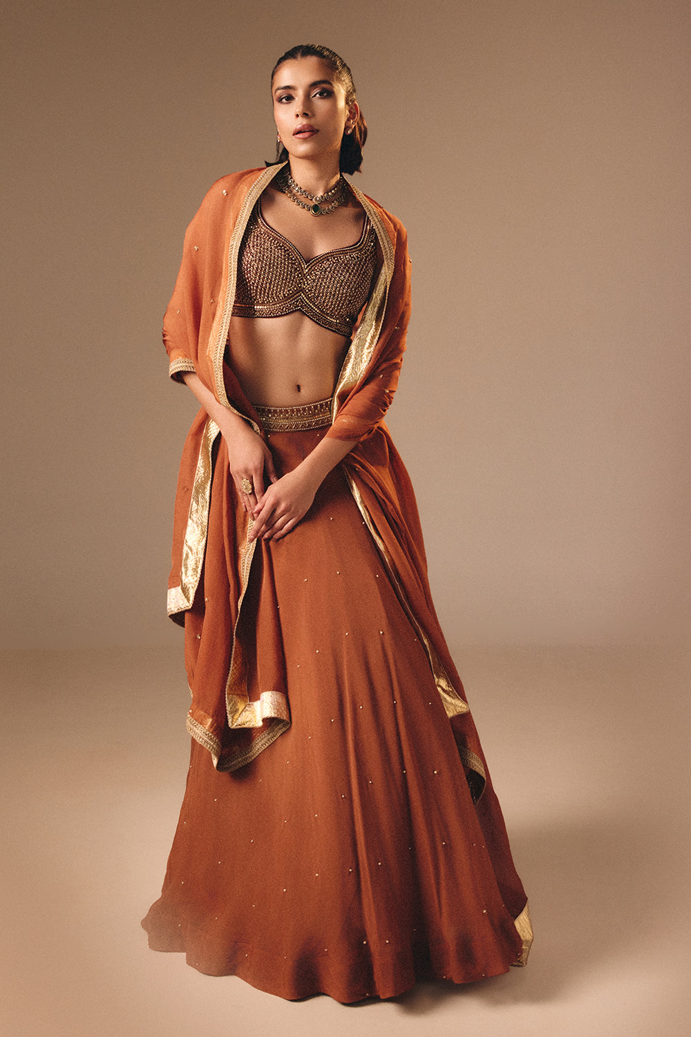 Rust Brown Lehenga Set