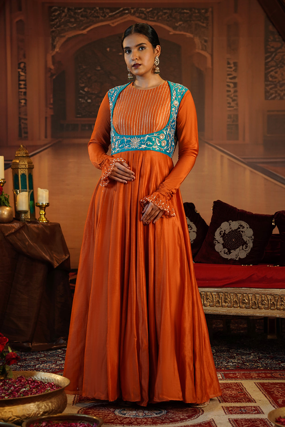 Rust Orange Anarkali