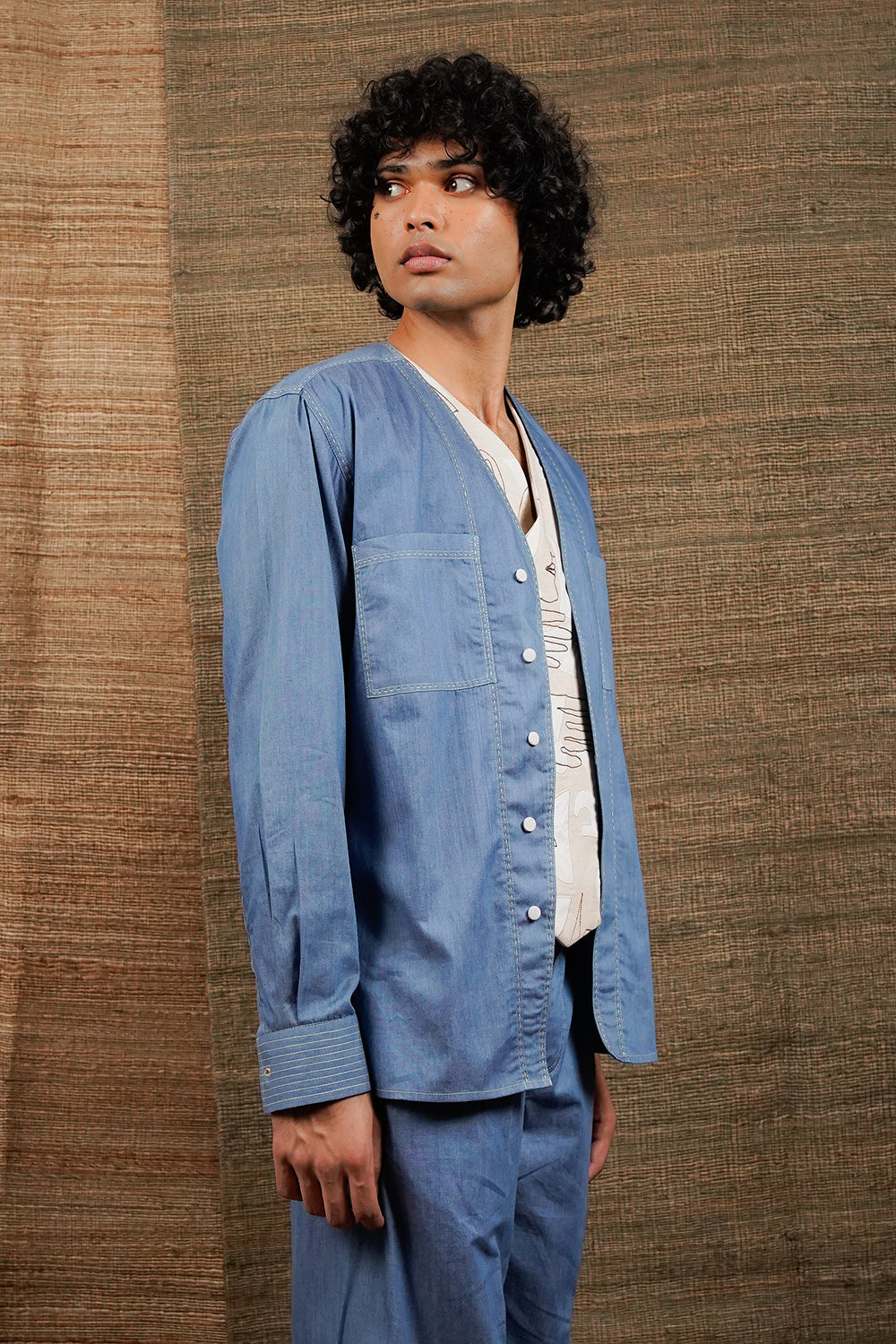 Overlayer Shirt With Chawal Takka With Patch Pocket Paired With Pants - Auraya Fashion - - #tag1# - #tag2# - #tag3# - #tag3#