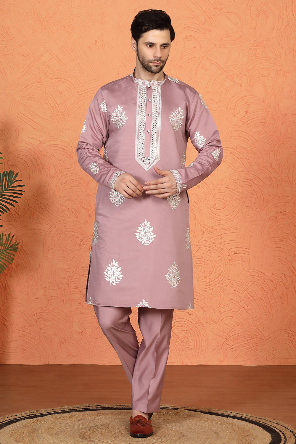 Saaheb Embroidered Kurta with Back Elastic Matching Pants