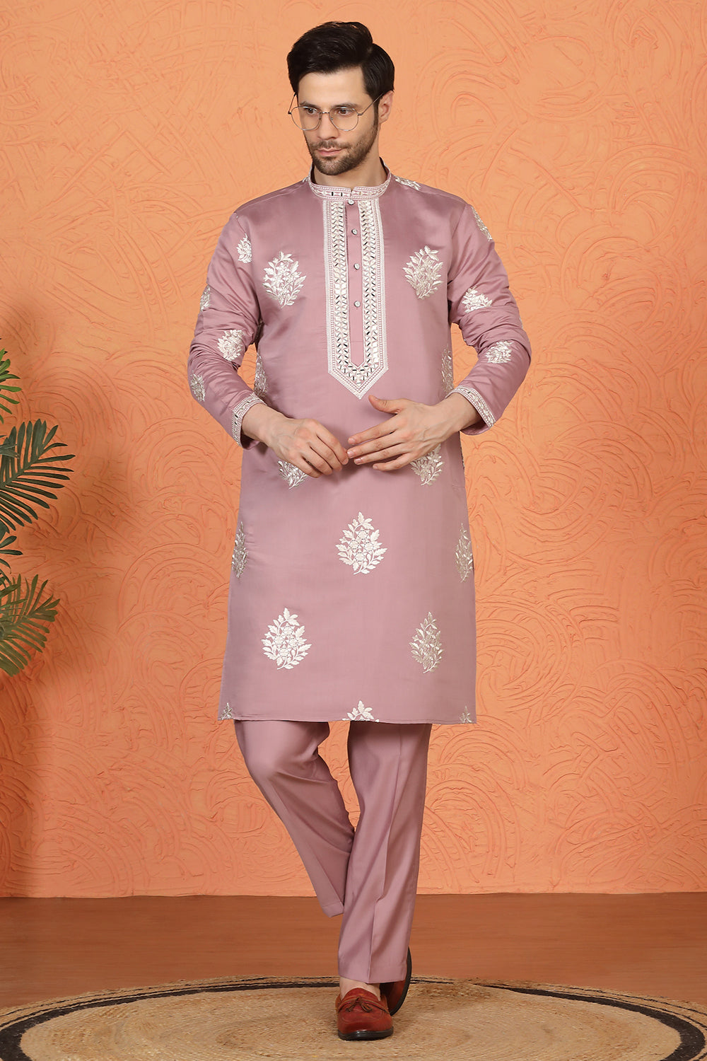 Saaheb Embroidered Kurta with Back Elastic Matching Pants