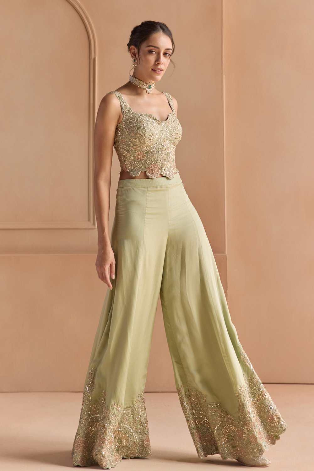 Sage Embroidered Top & Pant Set