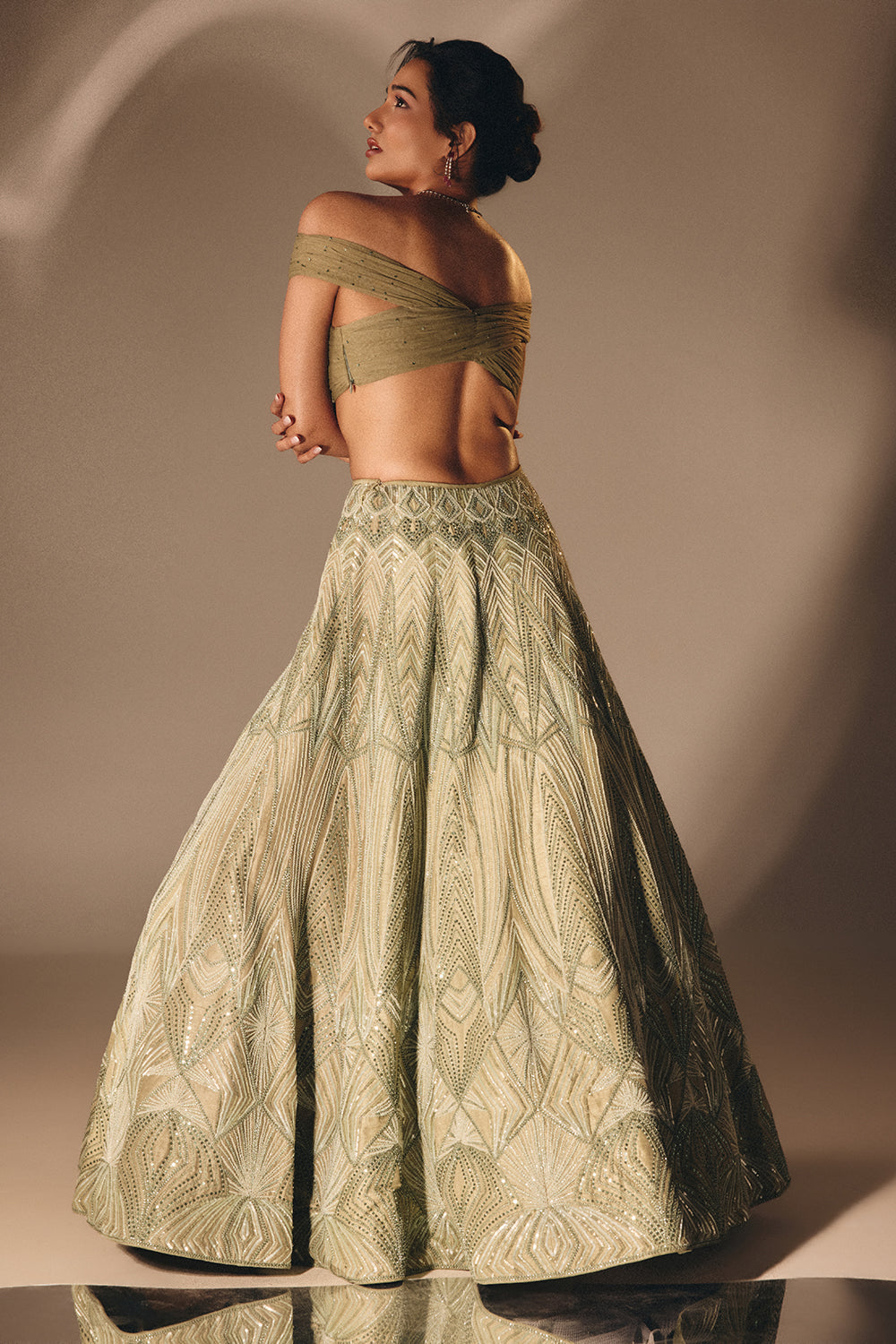 Sage Green Bridal Lehenga Set