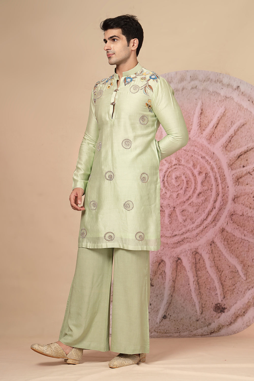 Sage Green Silk Kurta Set