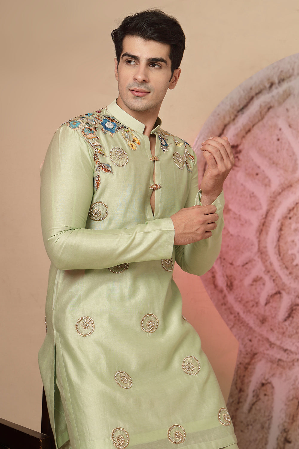 Sage Green Silk Kurta Set