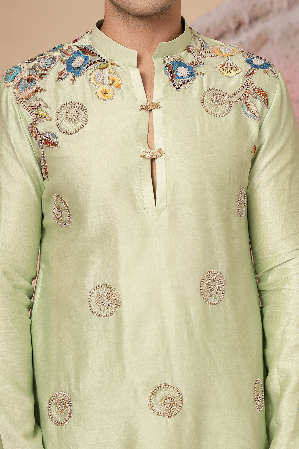 Sage Green Silk Kurta Set