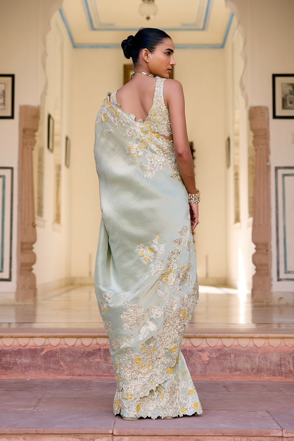 Sage Tissue Silk Saree Set