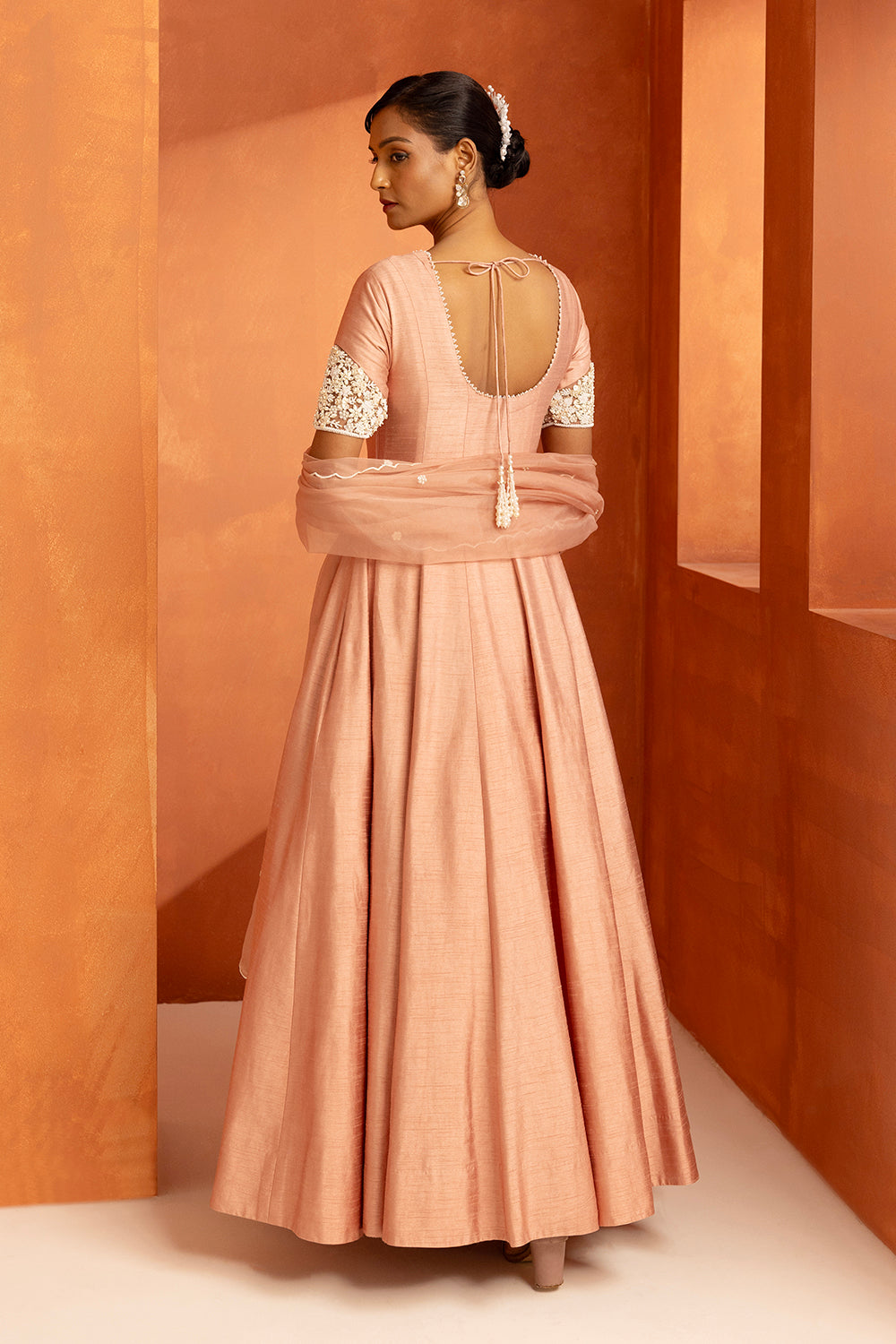Salmon Anarkali Set
