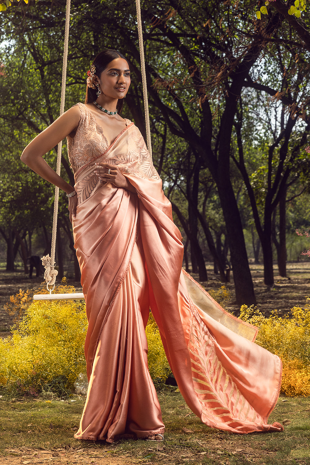 Salmon Ombre Saree