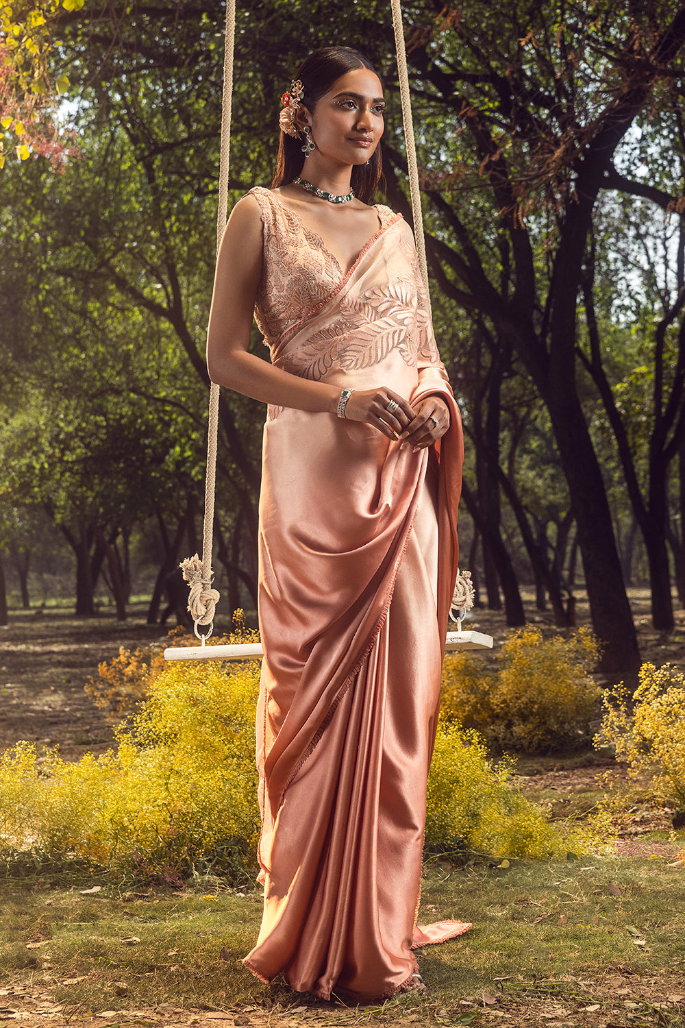 Salmon Ombre Saree