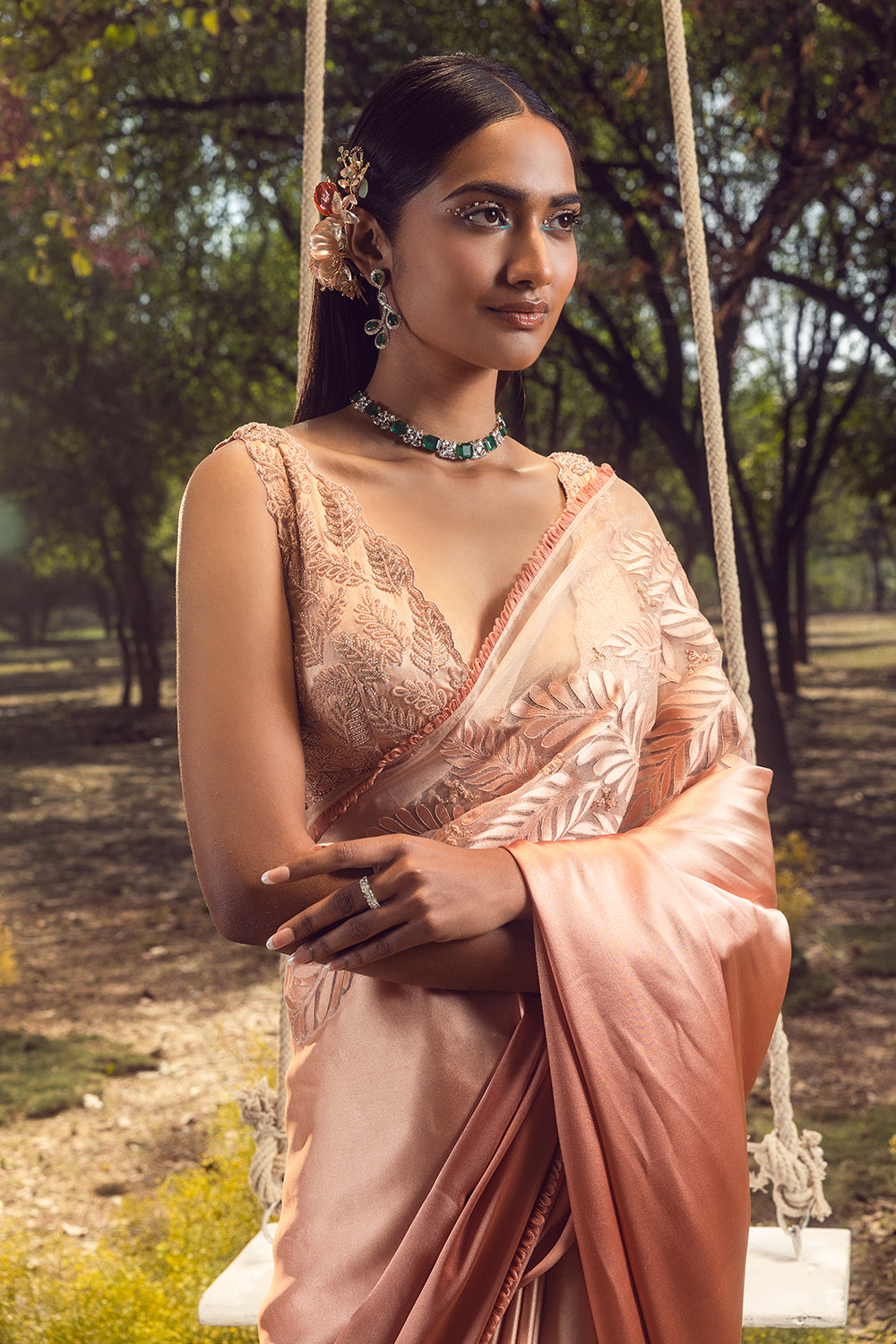 Salmon Ombre Saree