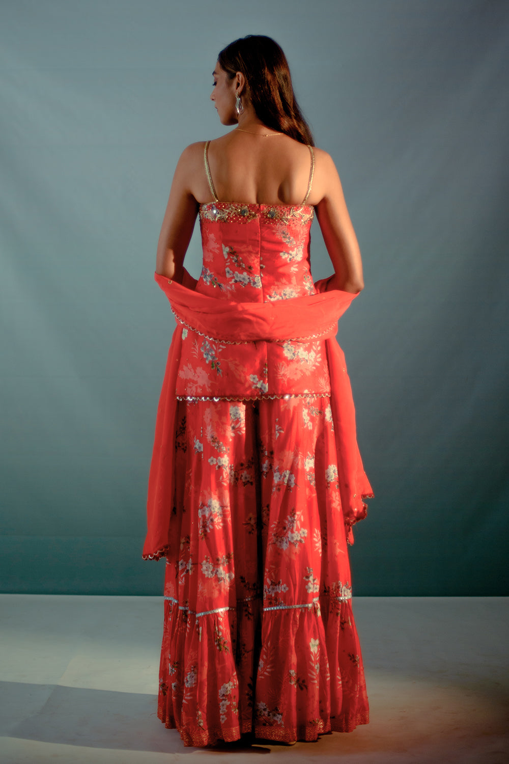 Scarlet Red Sharara Set