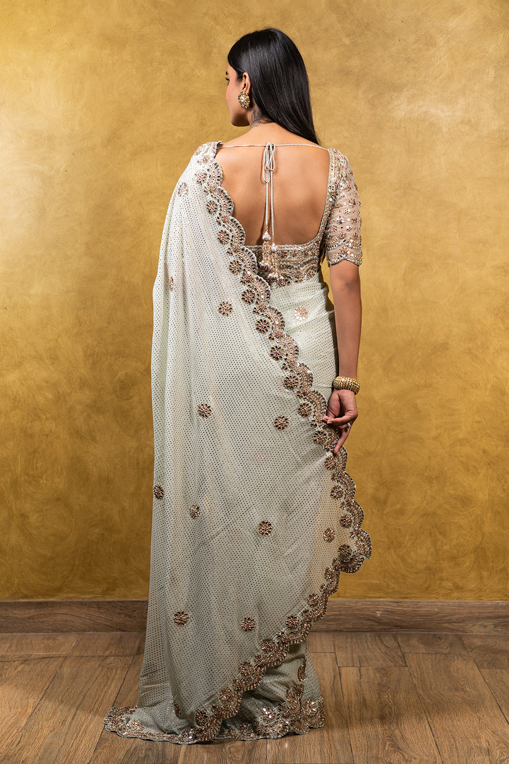 Sea Foam Green Georgette Saree