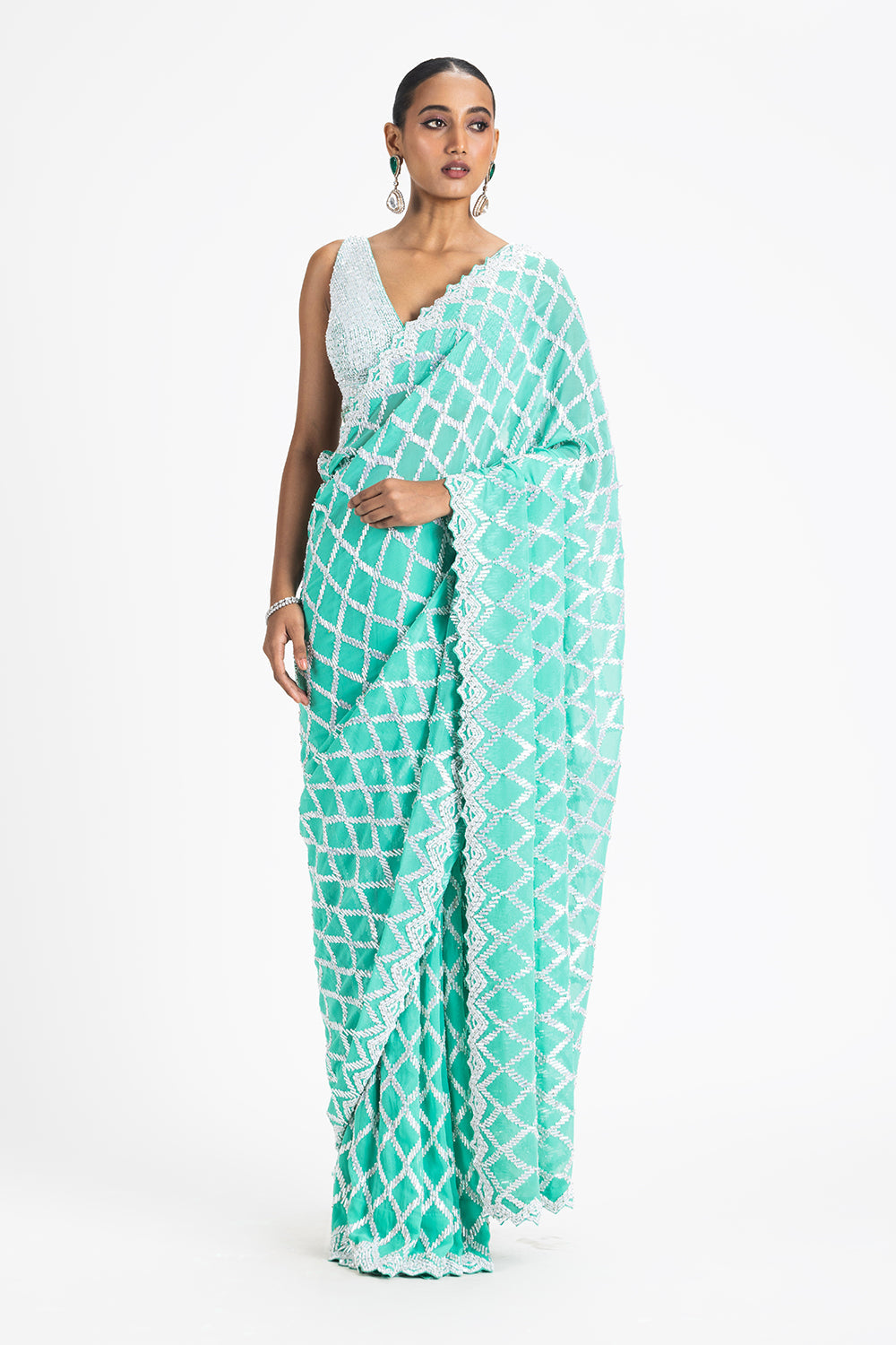 Sea Green Georgette Saree