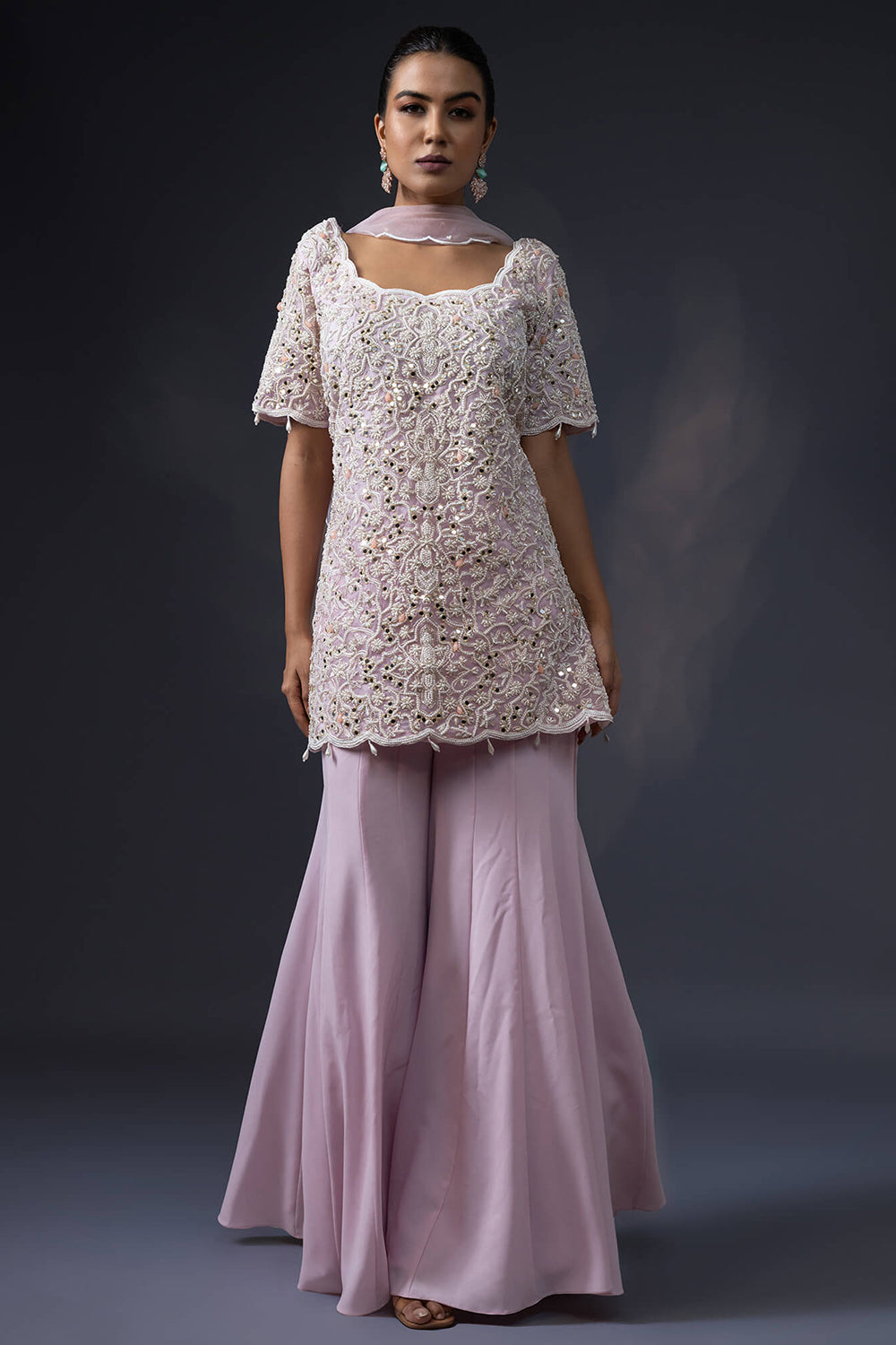 Sharara With Embroidered Shirt and Duppatta