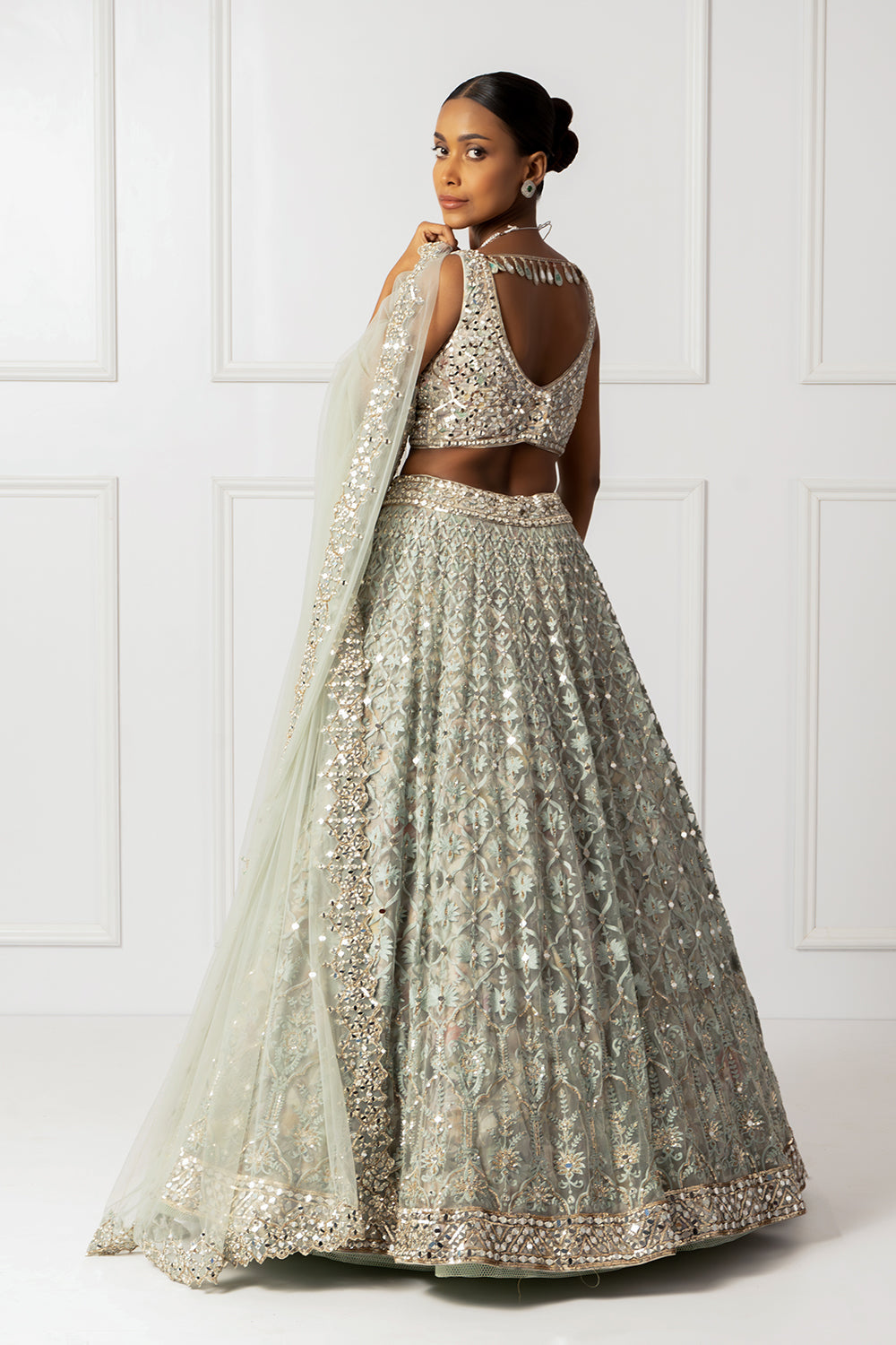 Silt green embroidered lehenga set