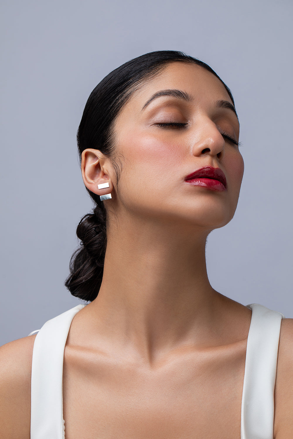 Silver Biscuit Drop Earrings