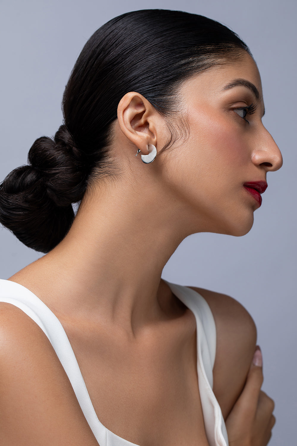 Silver Crescent Earrings