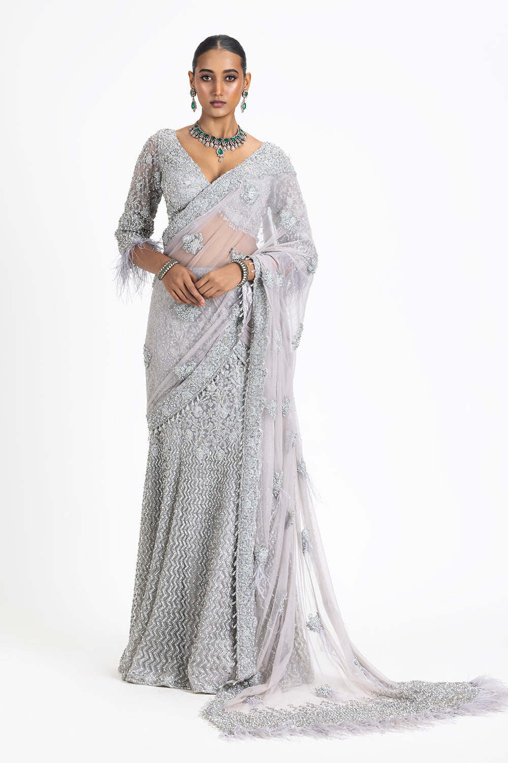 Silver Grey Fishtailed Skirt Saree