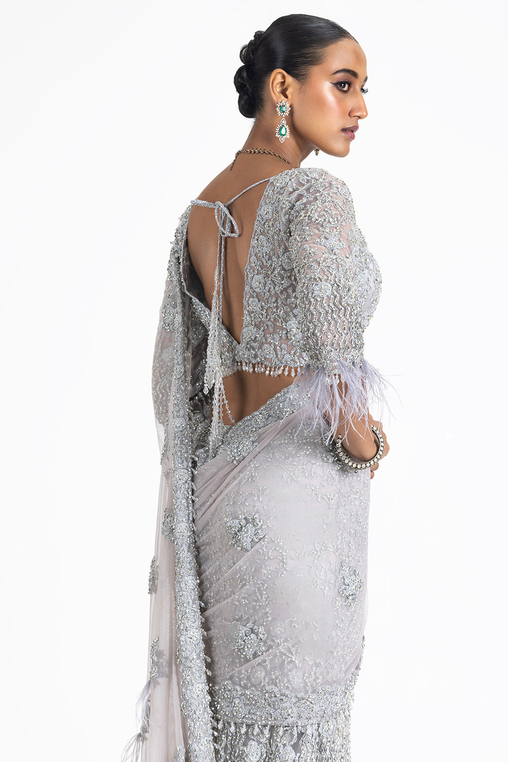 Silver Grey Fishtailed Skirt Saree