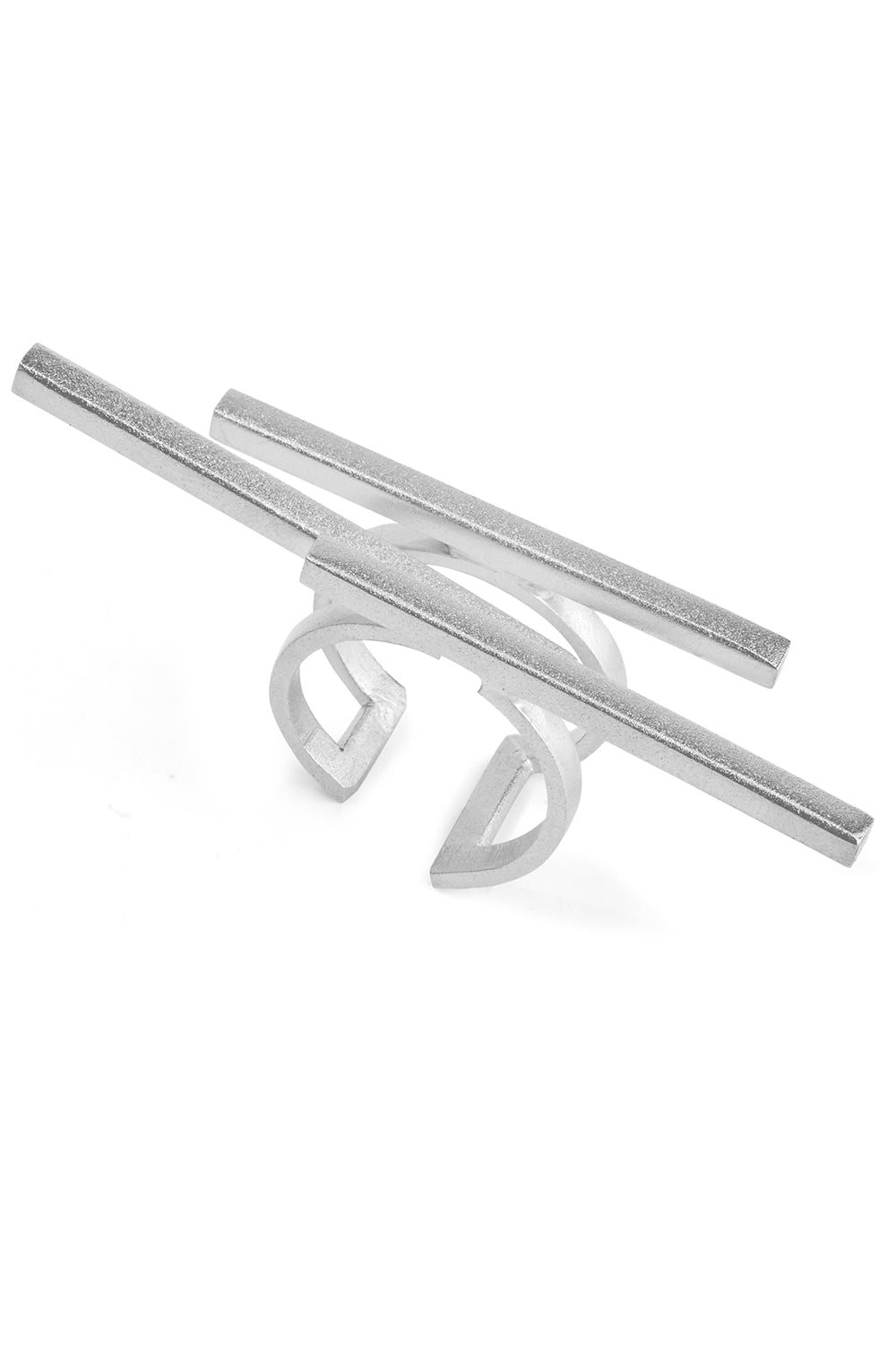 Silver Layered Line Ring