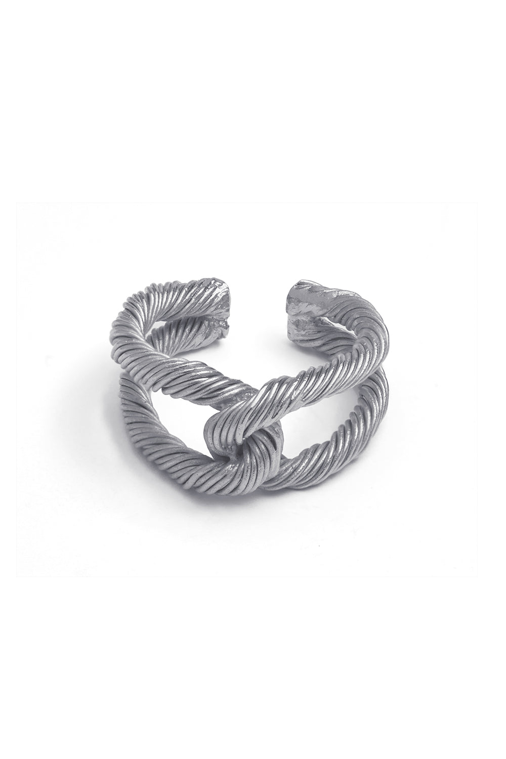 Silver Threaded Interlocked Ring